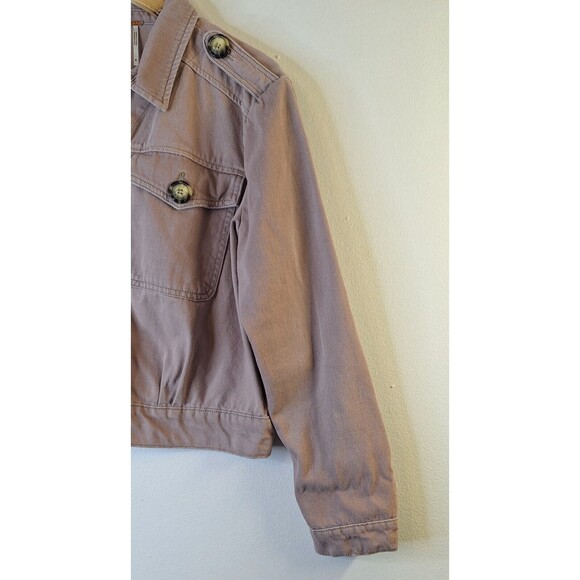 FREE PEOPLE Eisenhower Denim Jacket Sz M Dusty Rose Slouchy Cropped‎ Casual Work - Picture 4 of 8